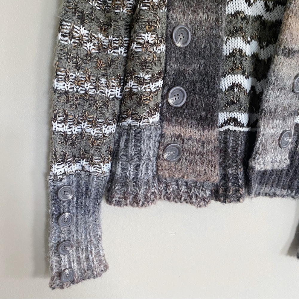 BKE striped knit wool alpaca button sweater brown - Picture 5 of 6